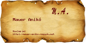 Mauer Anikó névjegykártya